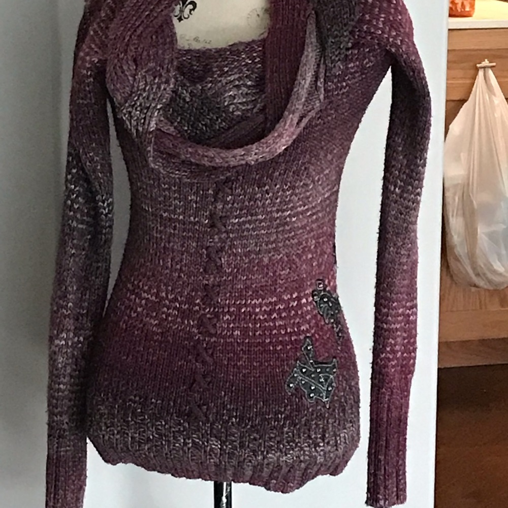 Elegant Burgundy Women's Cowl Neck Sweater